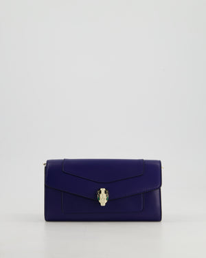 Bvlgari Blue Serpenti Forever Wallet on Chain Bag in Calfskin Leather with Champagne Gold Hardware