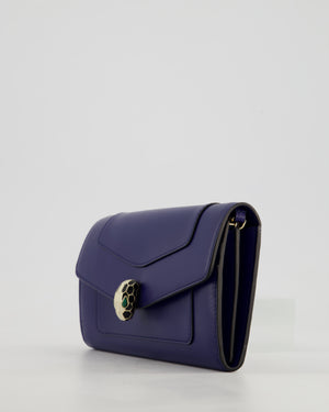 Bvlgari Blue Serpenti Forever Wallet on Chain Bag in Calfskin Leather with Champagne Gold Hardware