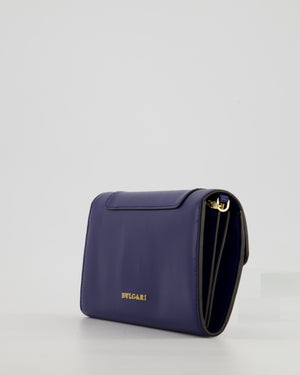 Bvlgari Blue Serpenti Forever Wallet on Chain Bag in Calfskin Leather with Champagne Gold Hardware