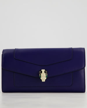 Bvlgari Blue Serpenti Forever Wallet on Chain Bag in Calfskin Leather with Champagne Gold Hardware