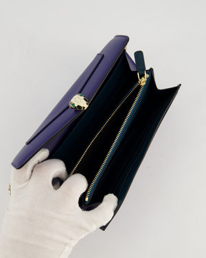 Bvlgari Blue Serpenti Forever Wallet on Chain Bag in Calfskin Leather with Champagne Gold Hardware