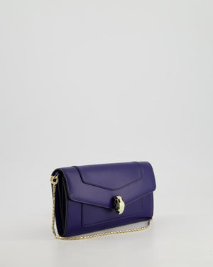 Bvlgari Blue Serpenti Forever Wallet on Chain Bag in Calfskin Leather with Champagne Gold Hardware