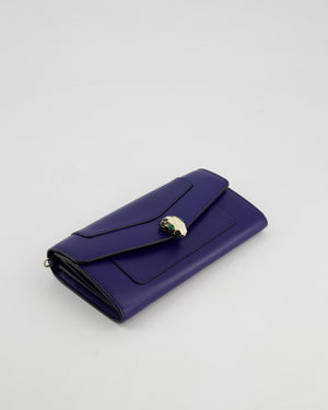 Bvlgari Blue Serpenti Forever Wallet on Chain Bag in Calfskin Leather with Champagne Gold Hardware