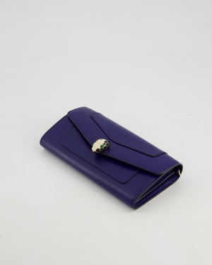 Bvlgari Blue Serpenti Forever Wallet on Chain Bag in Calfskin Leather with Champagne Gold Hardware
