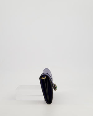 Bvlgari Blue Serpenti Forever Wallet on Chain Bag in Calfskin Leather with Champagne Gold Hardware