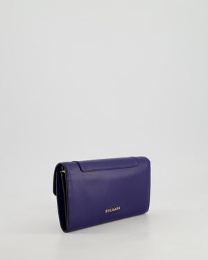 Bvlgari Blue Serpenti Forever Wallet on Chain Bag in Calfskin Leather with Champagne Gold Hardware