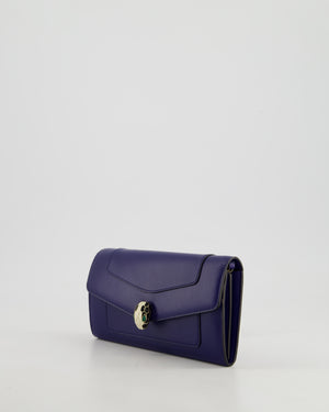 Bvlgari Blue Serpenti Forever Wallet on Chain Bag in Calfskin Leather with Champagne Gold Hardware