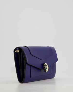 Bvlgari Blue Serpenti Forever Wallet on Chain Bag in Calfskin Leather with Champagne Gold Hardware