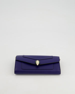 Bvlgari Blue Serpenti Forever Wallet on Chain Bag in Calfskin Leather with Champagne Gold Hardware