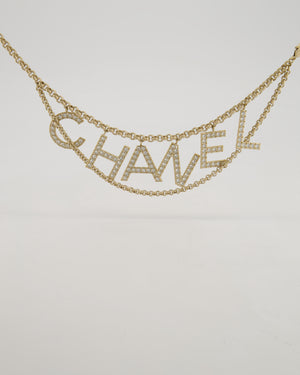 Chanel Champagne Gold Chain Belt with Crystal Logo Detail