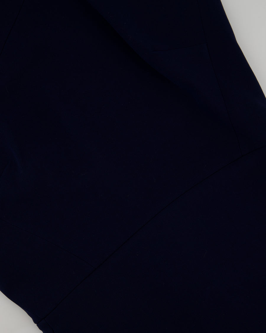 Victoria Beckham Navy Asymmetric Midi Dress Size UK 12