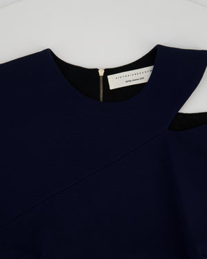 Victoria Beckham Navy Asymmetric Midi Dress Size UK 12
