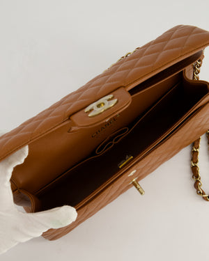*SUPER HOT* Chanel Dark Caramel Medium Classic Double Flap Bag in Caviar Leather with Gold Hardware