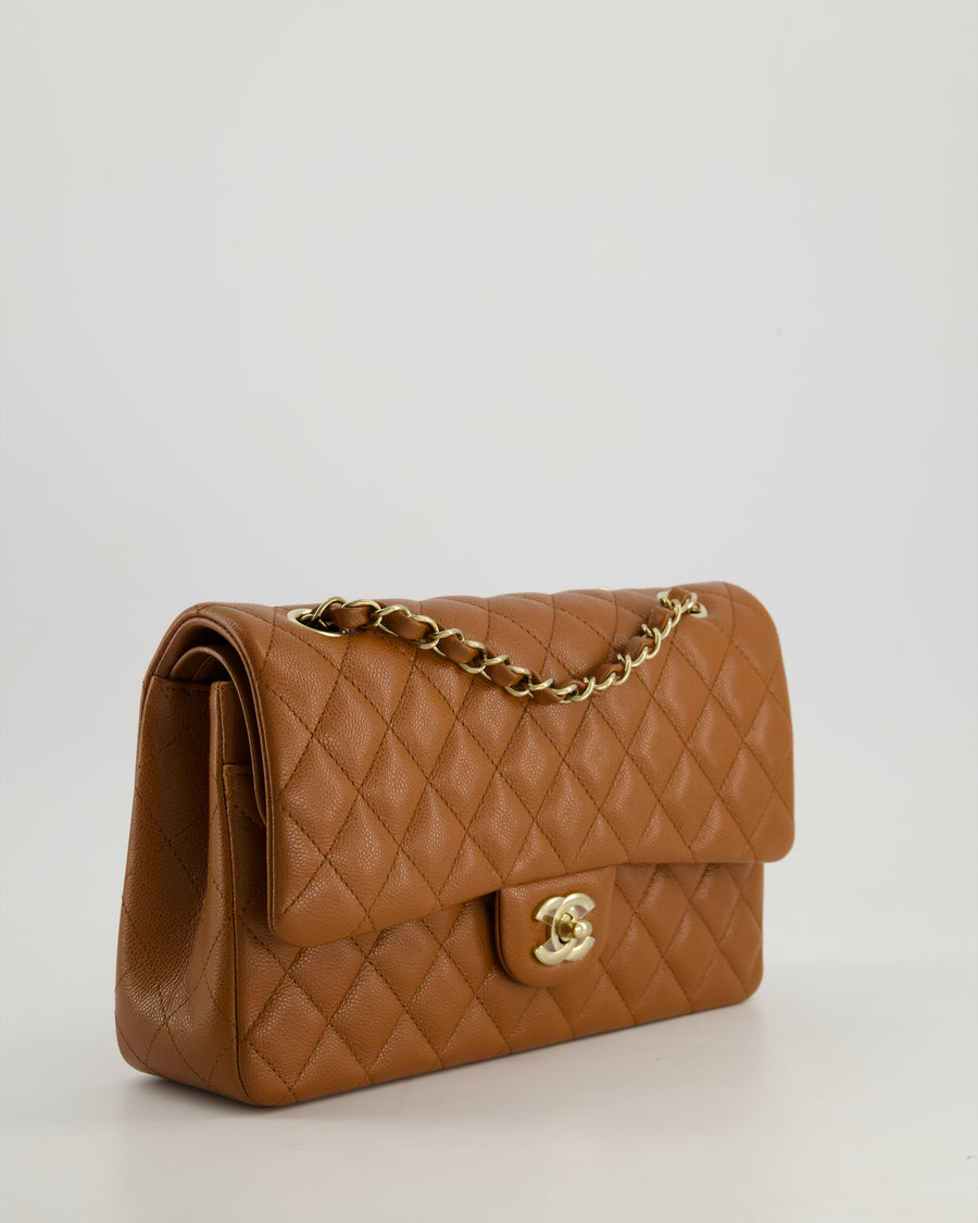 *SUPER HOT* Chanel Dark Caramel Medium Classic Double Flap Bag in Caviar Leather with Gold Hardware