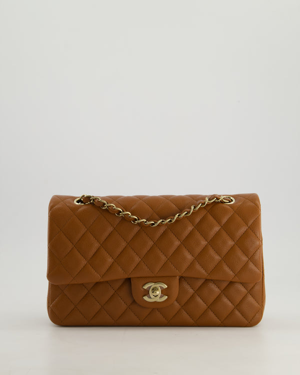 *SUPER HOT* Chanel Dark Caramel Medium Classic Double Flap Bag in Caviar Leather with Gold Hardware