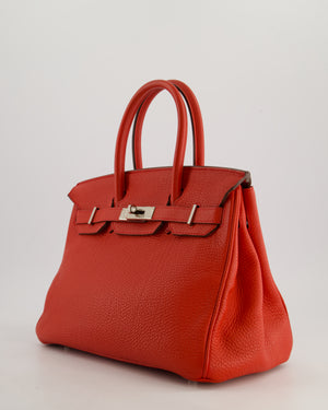 Hermès Birkin 30cm Bag Retourne Rouge Tomate in Clemence Leather with Palladium Hardware