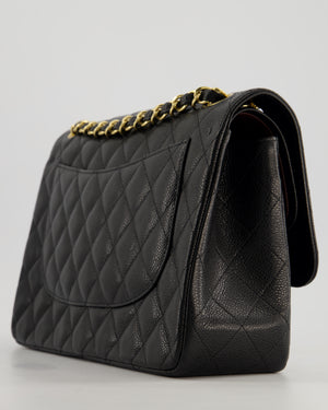 *AMAZING CONDITION* Chanel Black Jumbo Classic Double Flap Bag in Caviar Leather with Gold Hardware