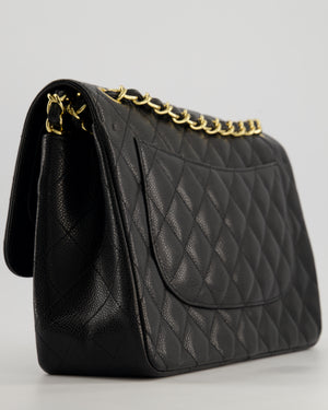 *AMAZING CONDITION* Chanel Black Jumbo Classic Double Flap Bag in Caviar Leather with Gold Hardware