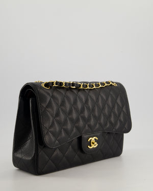 *AMAZING CONDITION* Chanel Black Jumbo Classic Double Flap Bag in Caviar Leather with Gold Hardware