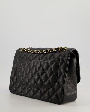 *AMAZING CONDITION* Chanel Black Jumbo Classic Double Flap Bag in Caviar Leather with Gold Hardware