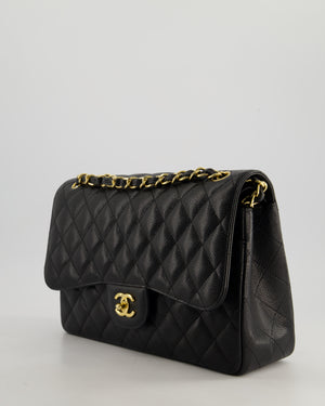 *AMAZING CONDITION* Chanel Black Jumbo Classic Double Flap Bag in Caviar Leather with Gold Hardware