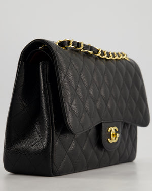 *AMAZING CONDITION* Chanel Black Jumbo Classic Double Flap Bag in Caviar Leather with Gold Hardware