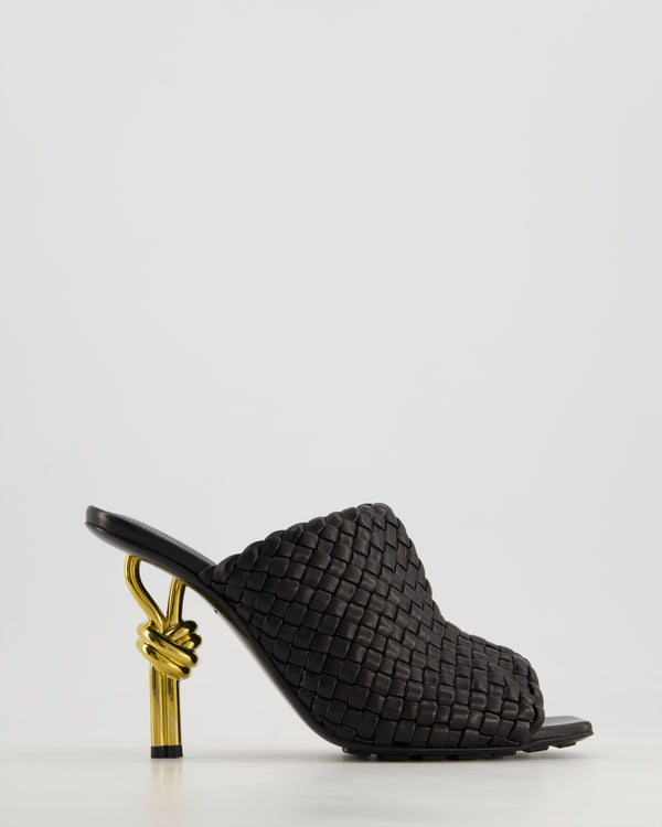 Bottega Veneta Black Intrecciato Knot Leather Mules Size EU 40