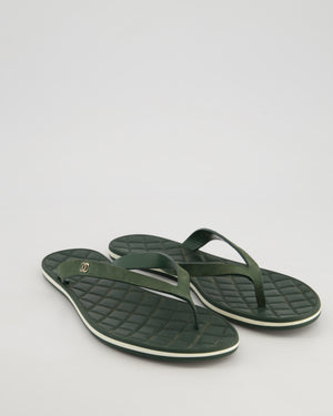 Chanel Green Quilted CC Flip Flop Size EU 40