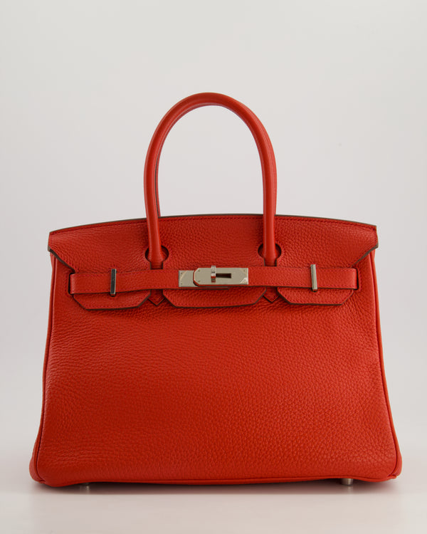 Hermès Birkin 30cm Bag Retourne Rouge Tomate in Clemence Leather with Palladium Hardware