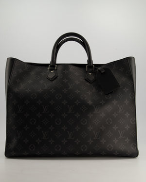 Louis Vuitton Black Sac Plat 24H Tote Bag with Silver Hardware