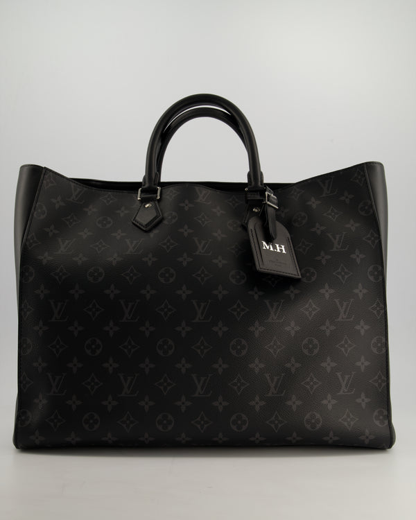 Louis Vuitton Black Sac Plat 24H Tote Bag with Silver Hardware