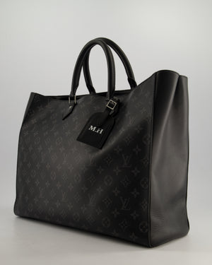 Louis Vuitton Black Sac Plat 24H Tote Bag with Silver Hardware