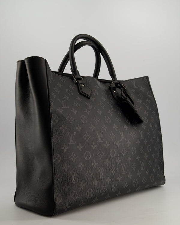 Louis Vuitton Black Sac Plat 24H Tote Bag with Silver Hardware