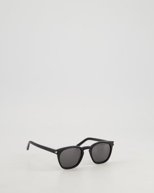 Saint Laurent Round Frame Black Sunglasses With Side Logo Detail