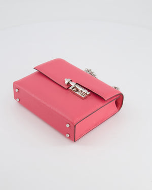 Hermès Mini Verrou Chaine in Rose Azalee Chèvre Leather with Palladium Hardware