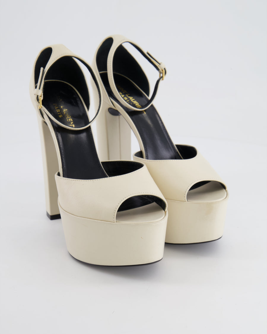 Saint Laurent Cream Leather Jodie Platform Heels Size EU 37.5 RRP £860