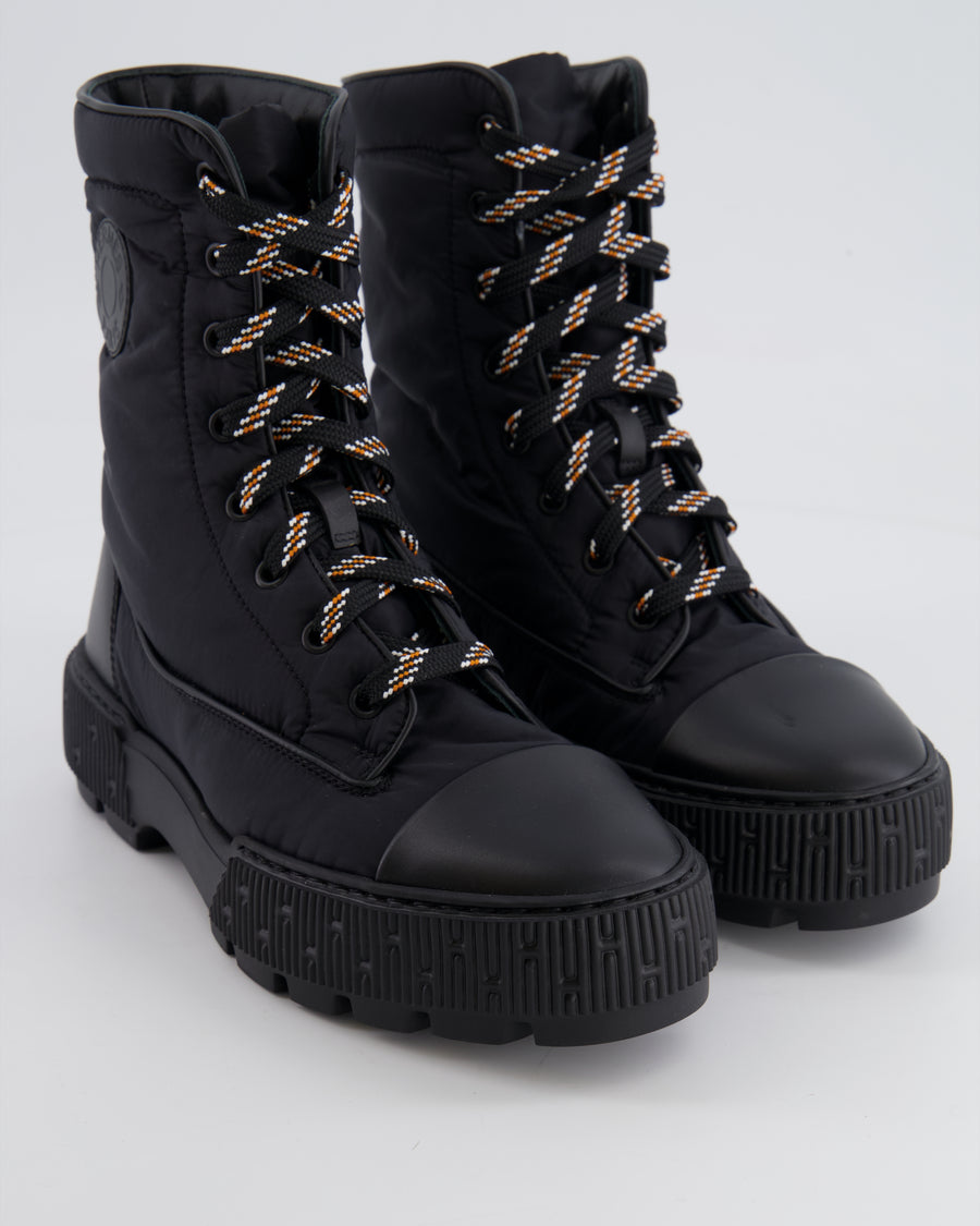 Hermès Black Fresh Ankle Boots in Calfskin Leather and Light Fabric Size EU 37.5 RRP £800