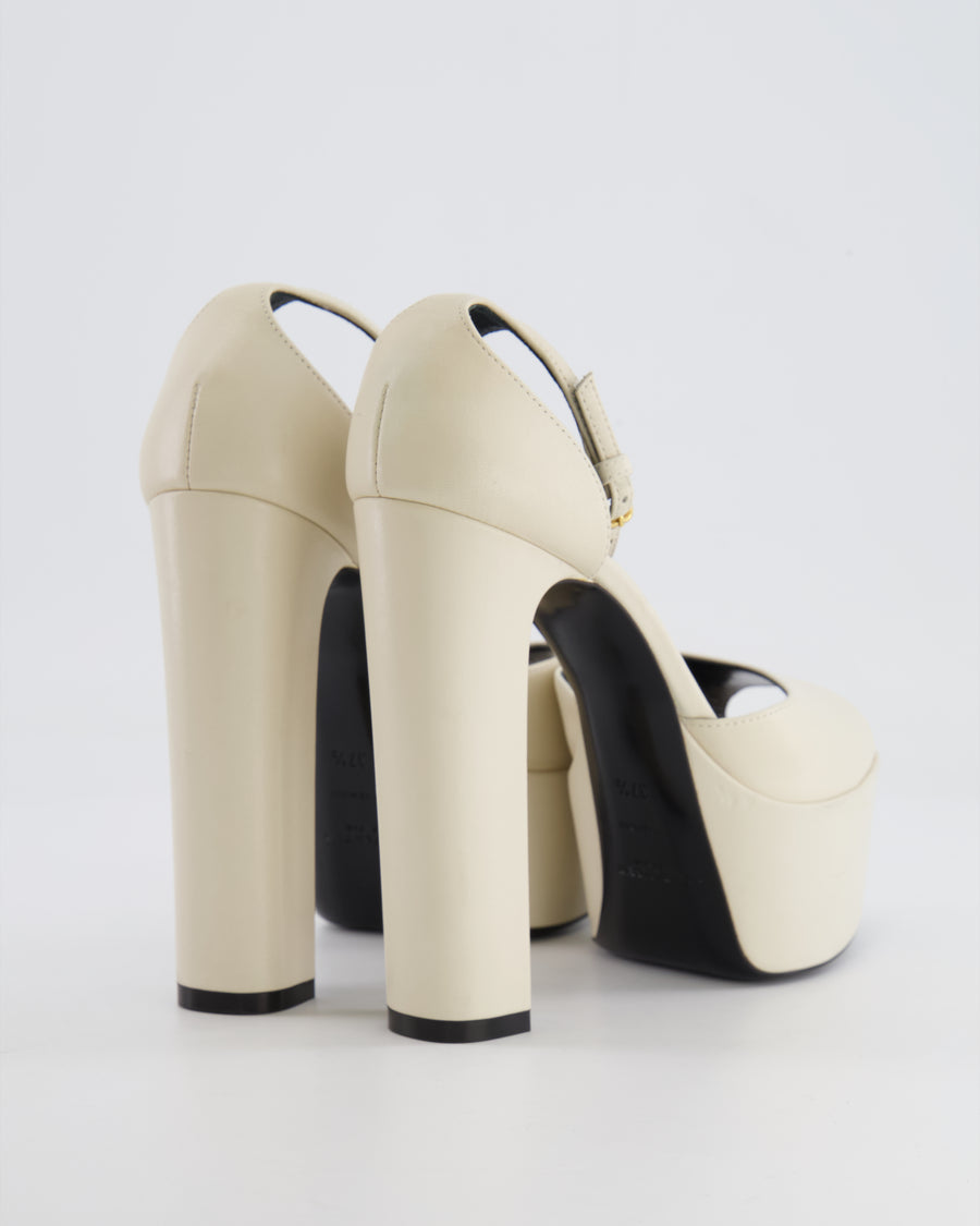 Saint Laurent Cream Leather Jodie Platform Heels Size EU 37.5 RRP £860
