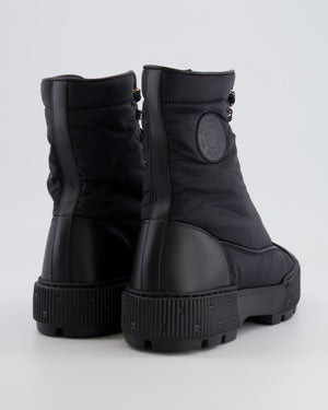 Hermès Black Fresh Ankle Boots in Calfskin Leather and Light Fabric Size EU 37.5 RRP £800
