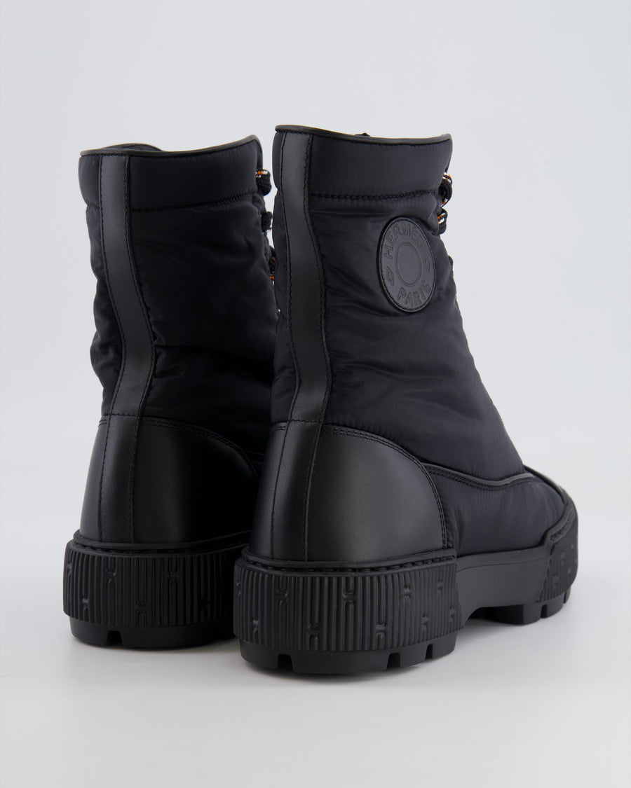 Hermès Black Fresh Ankle Boots in Calfskin Leather and Light Fabric Size EU 37.5 RRP £800