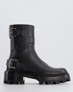 Hermès Black Jaimy Ankle Boots in Calfskin Leather with Buckle Details Size EU 38 RRP £1,940