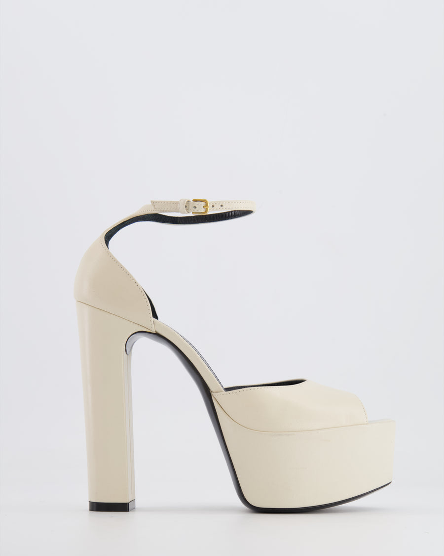 Saint Laurent Cream Leather Jodie Platform Heels Size EU 37.5 RRP £860
