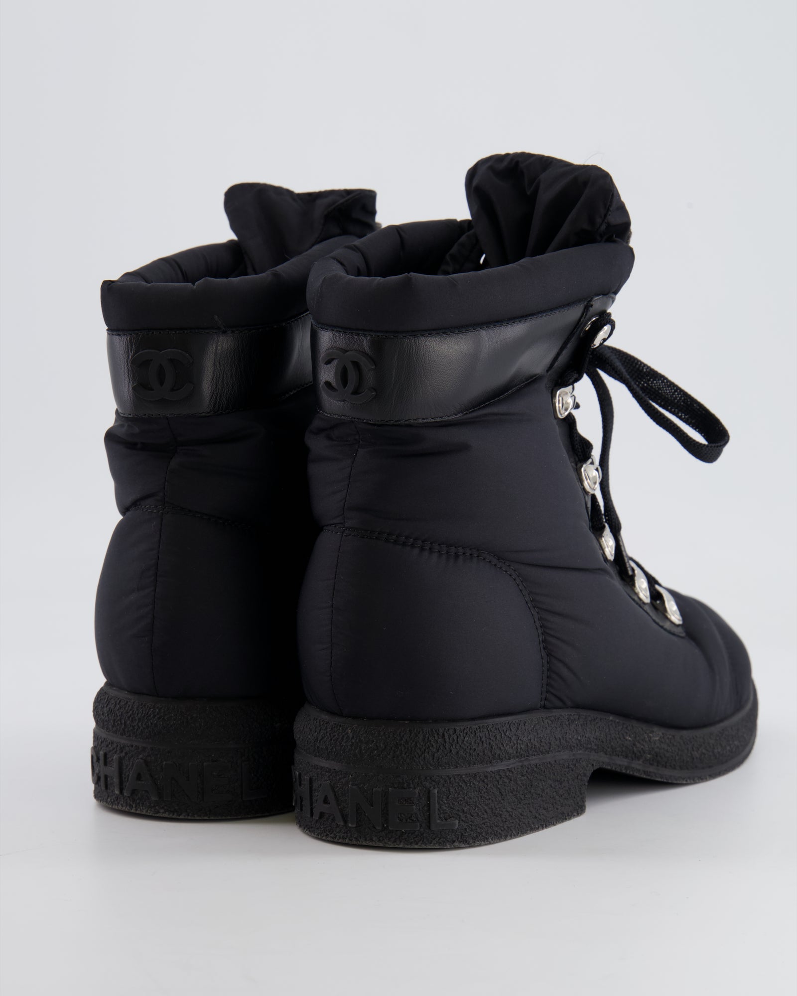 Chanel Black Nylon Coco Neige Ski Boots with Logo Details Size EU