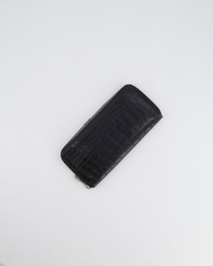 Louis Vuitton Black Crocodile Wallet with Silver Hardware