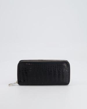 Louis Vuitton Black Crocodile Wallet with Silver Hardware