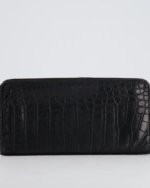 Louis Vuitton Black Crocodile Wallet with Silver Hardware