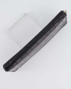 Louis Vuitton Black Crocodile Wallet with Silver Hardware