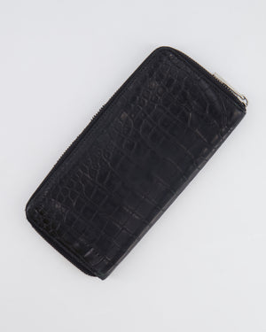 Louis Vuitton Black Crocodile Wallet with Silver Hardware