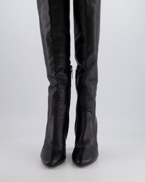 Saint Laurent Black 76 Leather Laced Thigh-High Boots Size 37.5 RRP £1,700