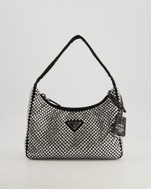Prada Re-Edition 2000 Black Hobo Bag with Mirrored Sequin Embellishment